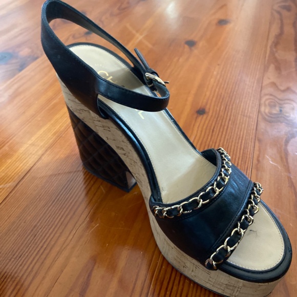 CHANEL PLATFORM WEDGE SANDALS - Picture 3 of 3